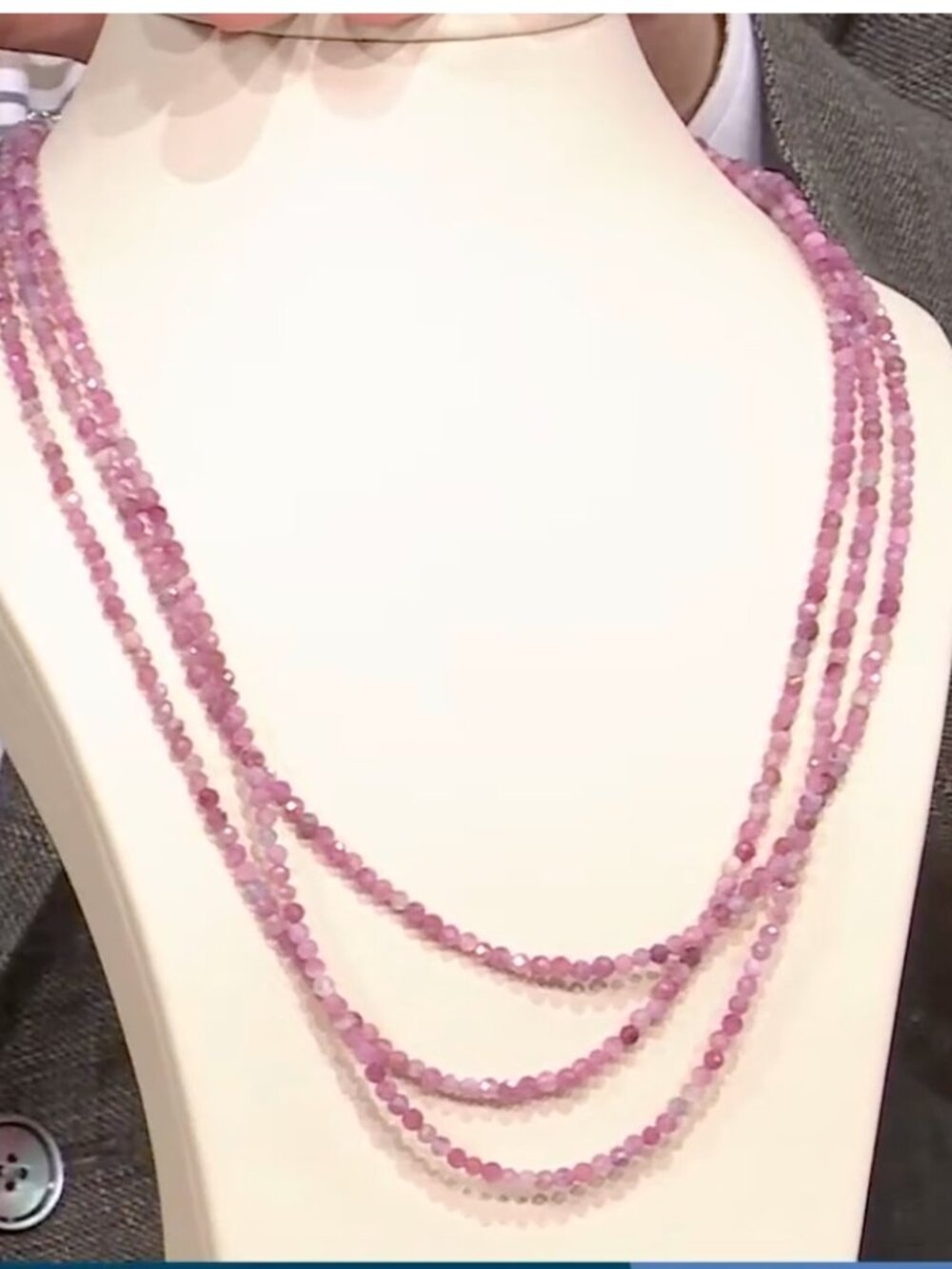 Jay King Sterling silver Pink Tourmaline 3 Strand Necklace